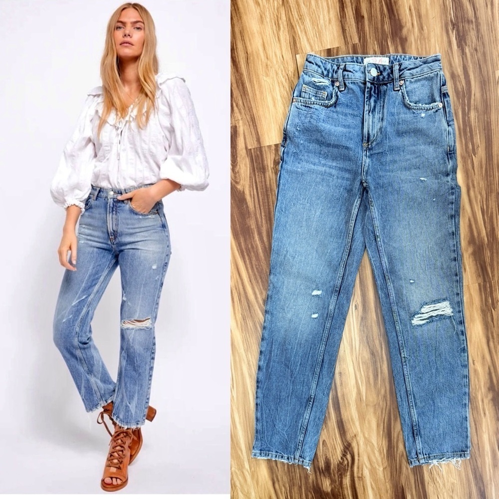 Free People Light Blue Straight Leg Jeans